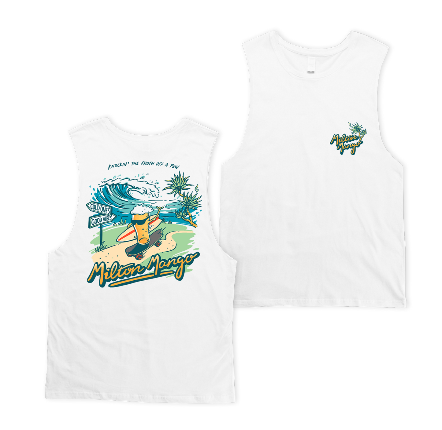 Knockin' the Froth Off Muscle Tee White