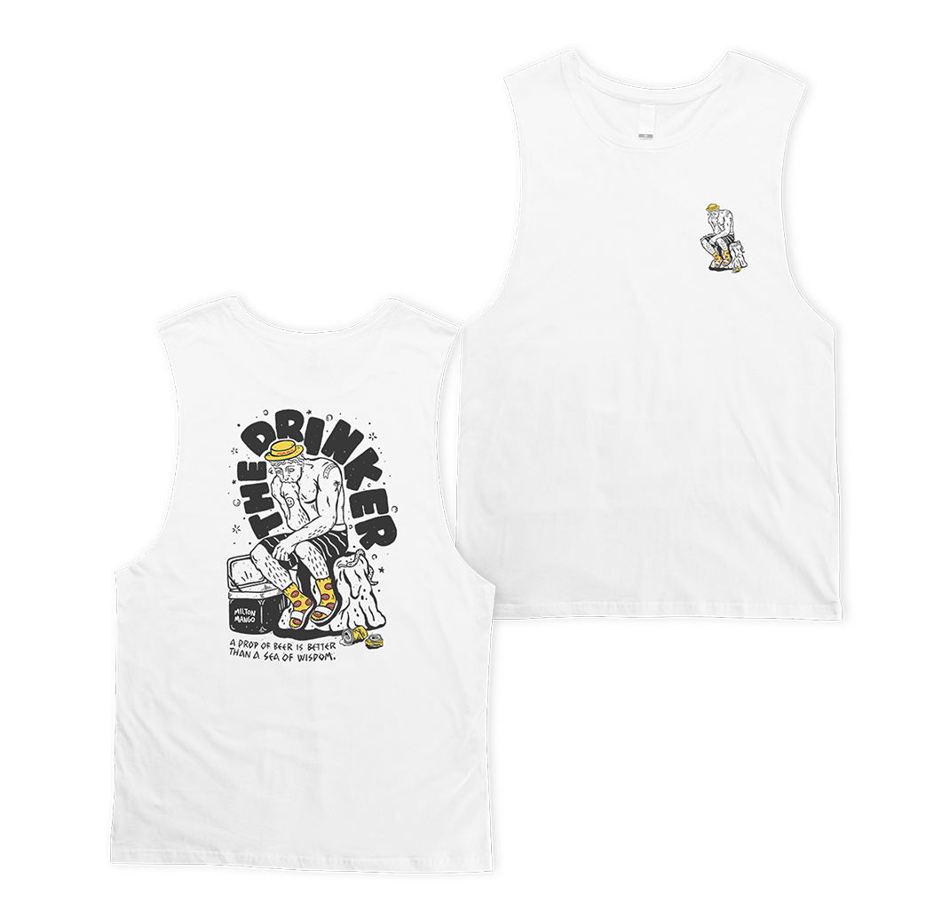 The Drinker Muscle Tee White