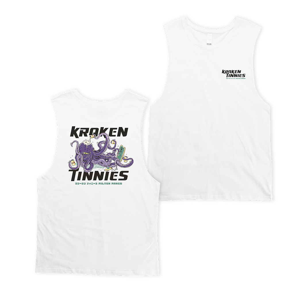Kraken Tinnies Muscle Tee White