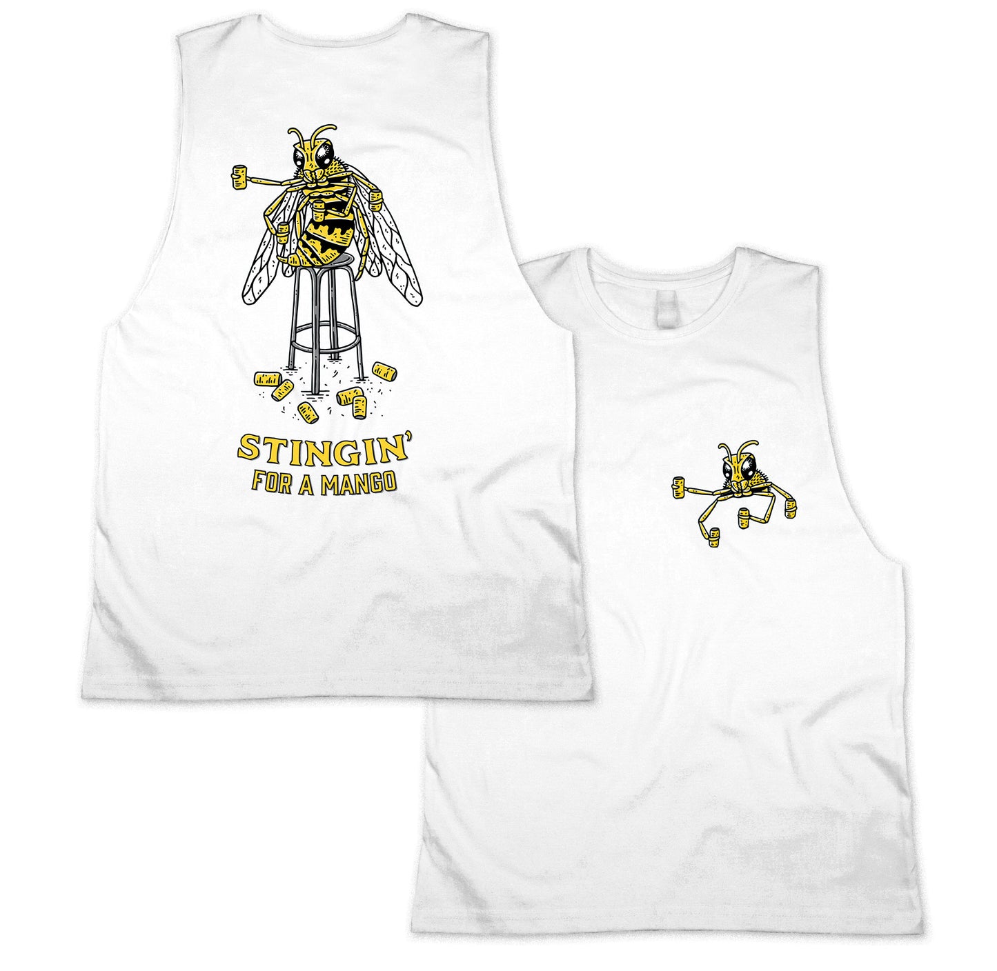 Stingin Muscle Tee White