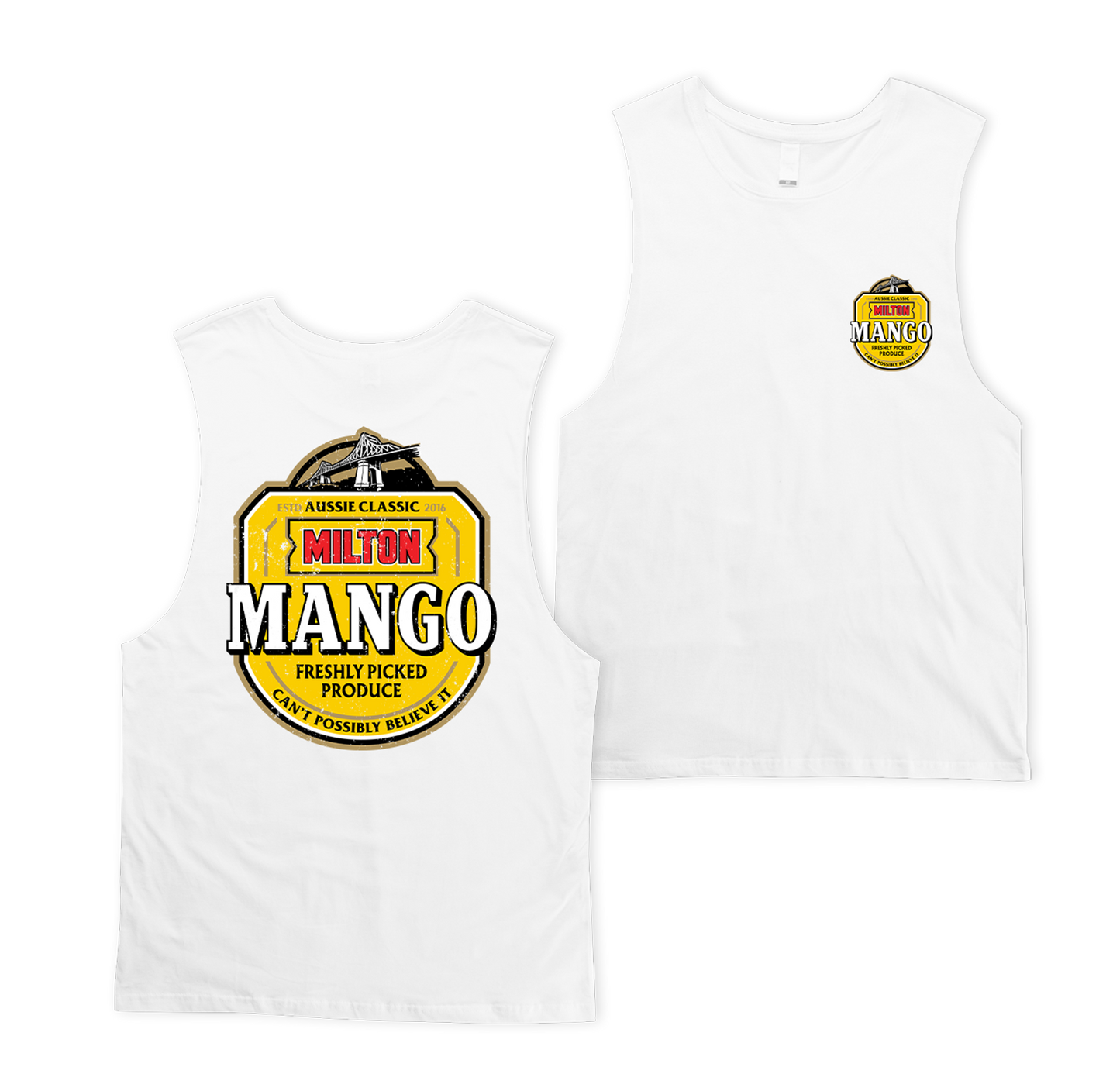 Milton Mango 2024 Muscle Tee White